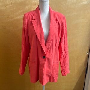 NWOT Open Edit Coral One Button Front Blazer Jacket Size M